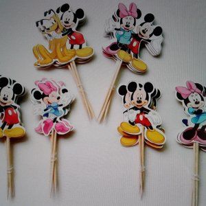 18 Pcs  Mickey Minnie Mouse  Cake Toppers   NWOT